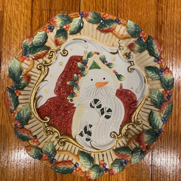 Fitz & Floyd Essentials Santa Snowman 9" Decorative Plate - Picture 1 of 4